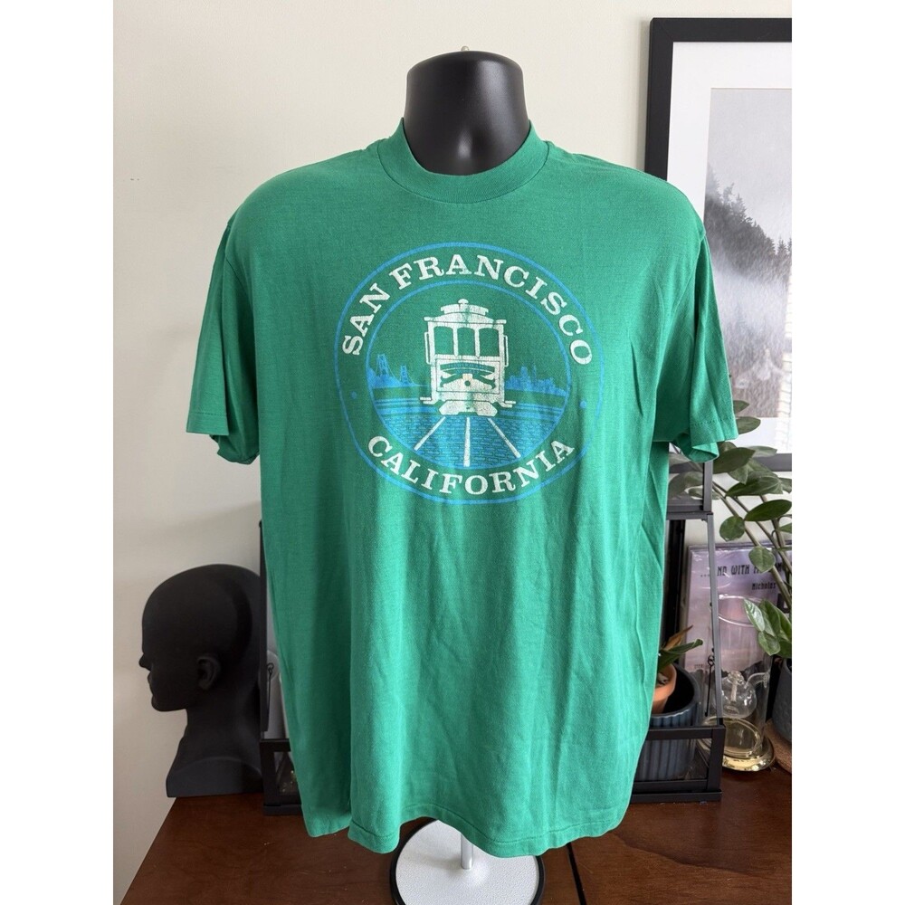 Vintage San Francisco Shirt Mens XL Cable Car Fishermans Wharf Puff Print 80s